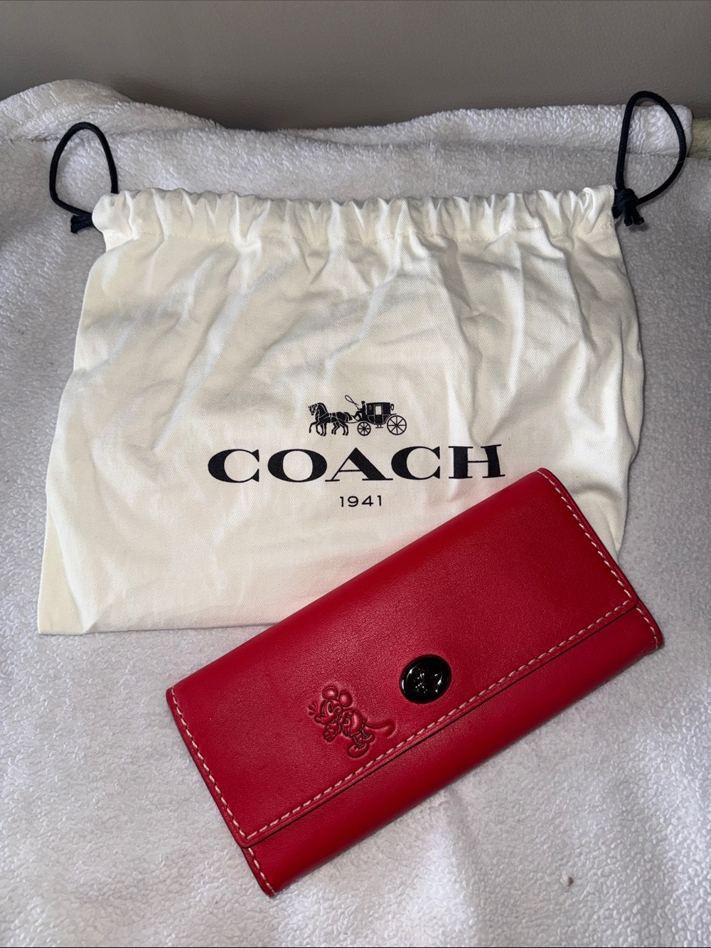 Coach X Disney Mickey Red Leather Continental Wallet